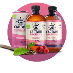 Trà dưỡng sinh Kombucha hữu cơ vị mâm xôi 1L Captain Kombucha