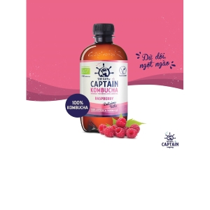 Trà dưỡng sinh Kombucha hữu cơ vị mâm xôi 400ml Captain Kombucha